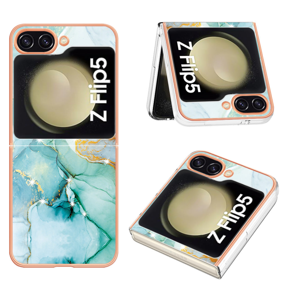 YB IMD Series-2 Electroplated Edge Phone Case for Samsung Galaxy Z Flip5 5G Soft TPU Marble Pattern IMD Cover YB IMD Series-2 Electroplated Edge Phone Case for Samsung Galaxy Z Flip5 5G Soft TPU Marble Pattern IMD Cover